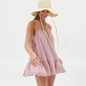 NWT Urban Outfitters S Nova Ruffle Frock Mini Dress In Pink Gingham Plaid